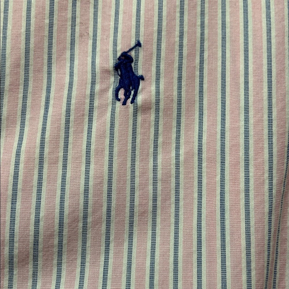 Vintage Ralph Lauren Pink/Blue Striped Preppy Shirt Men's Small Collegiate - Picture 3 of 13